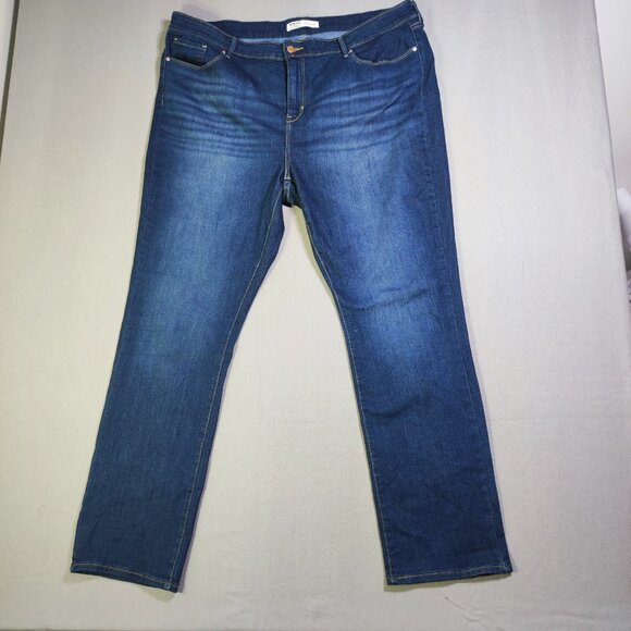 Signature Gold by Levi Strauss jeans women's size 22M ink blue mid-rise straight - Picture 1 of 16